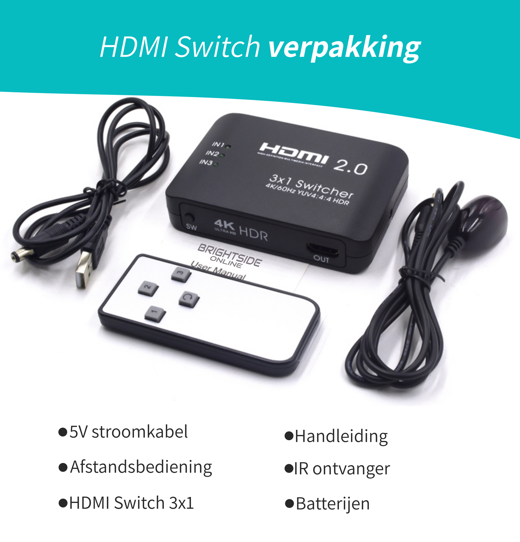 HDMIswitchmetontvangerenvoedingvanBrightsideOnline