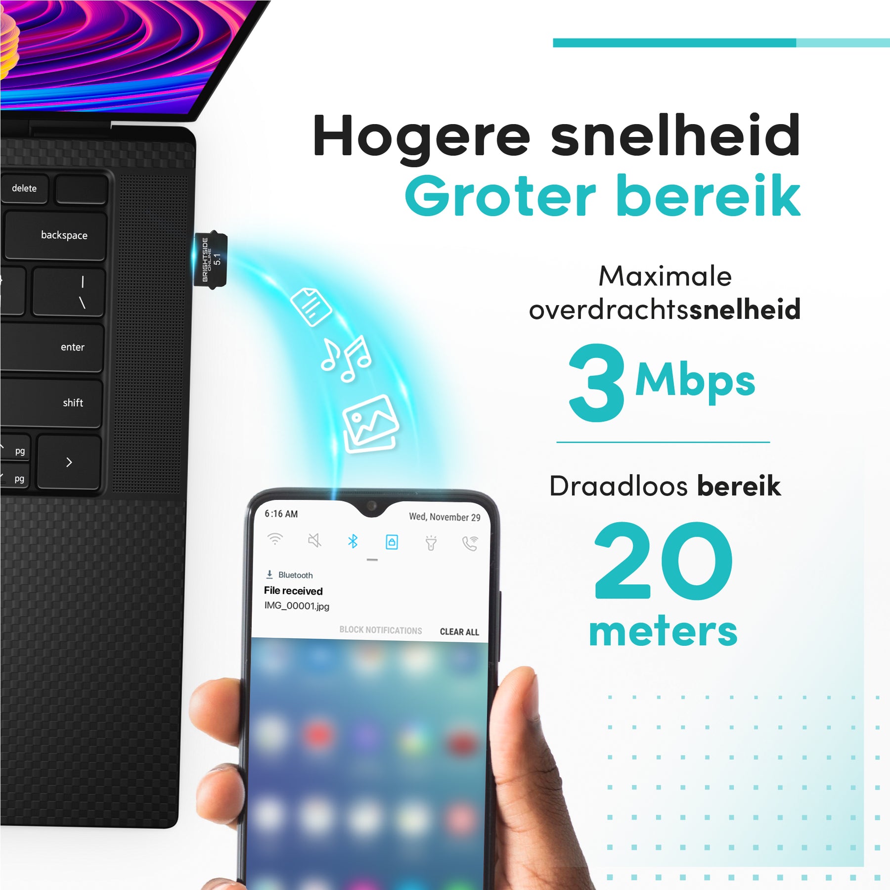 HogesnelheidbluetoothadapterUSBvanBrightside